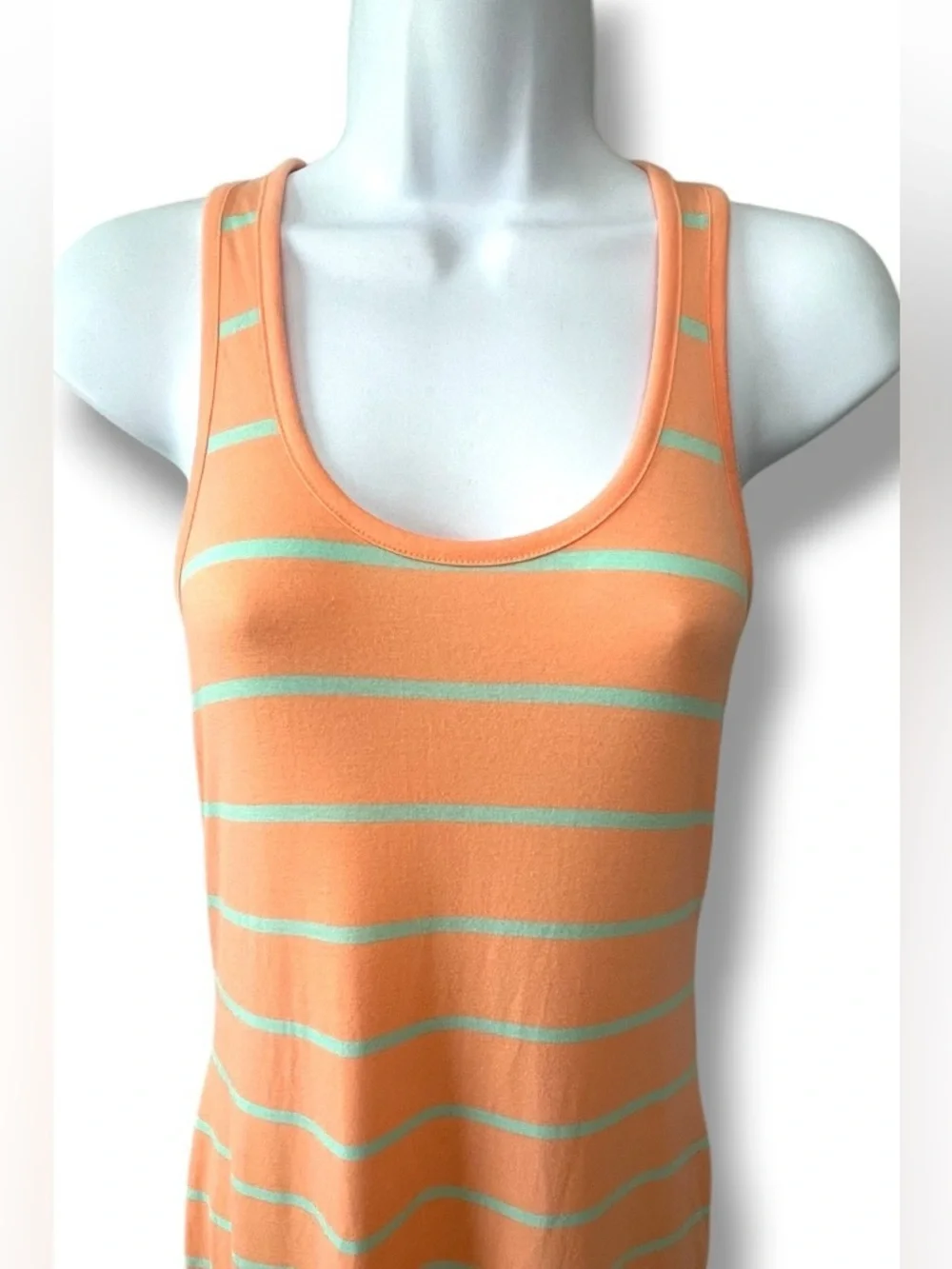 Kirra Striped Maxi Dress Coral Racerback Bodycon Stretch Casual Summer Dress